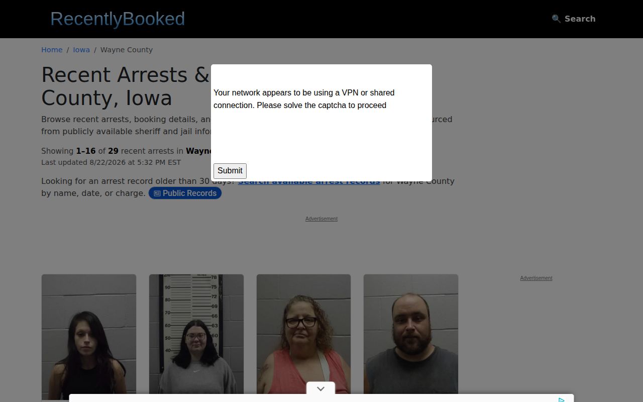 Unofficial Recently Booked Wayne County arrest news landing page