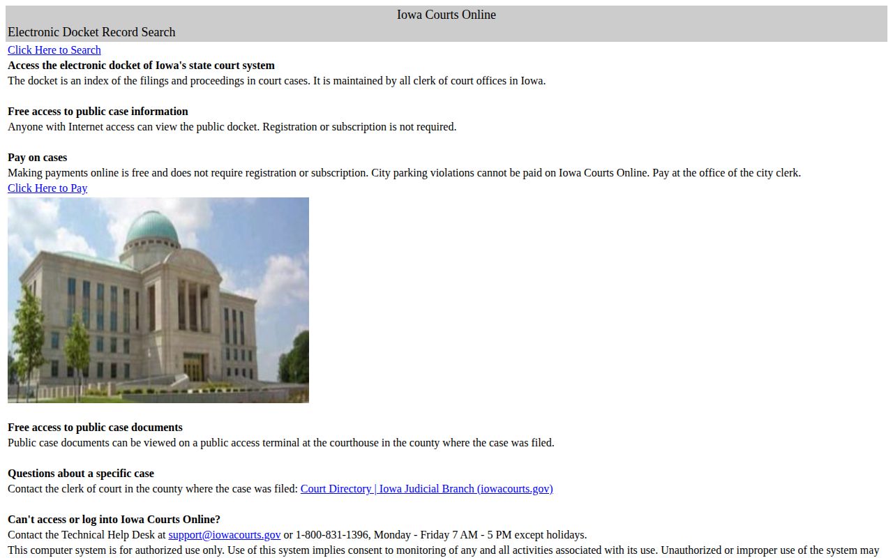 Iowa Courts search for Wayne County arrest dispositions